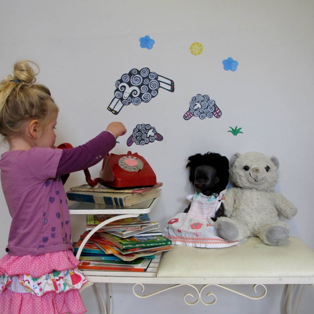 StickyTinys Sleepy Sheepy - Reuseable fabric wall stickers