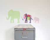 Elephant print wall decals - Wall stickers fabric reusable decals