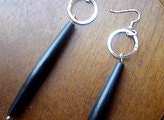 Long Black Bone Pipe Dangle Earrings