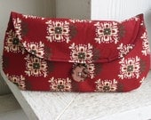Zoe Clutch New Design In red and cream and sage - Clutch - Red