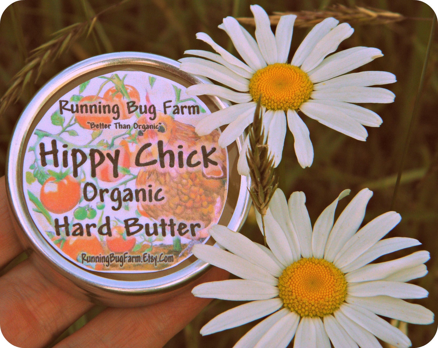 Organic Hand Cream Hippy Chick Hard Butter Bath and Body Care Organic All Natural Oils Butters Non GMO