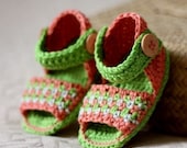 Instant download - Crochet PATTERN Baby Booties (pdf file) - Multi-coloured Sandals