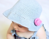 Instant download - Hat Crochet PATTERN (pdf file) - Simple Flower Sun Hat (baby to adult)