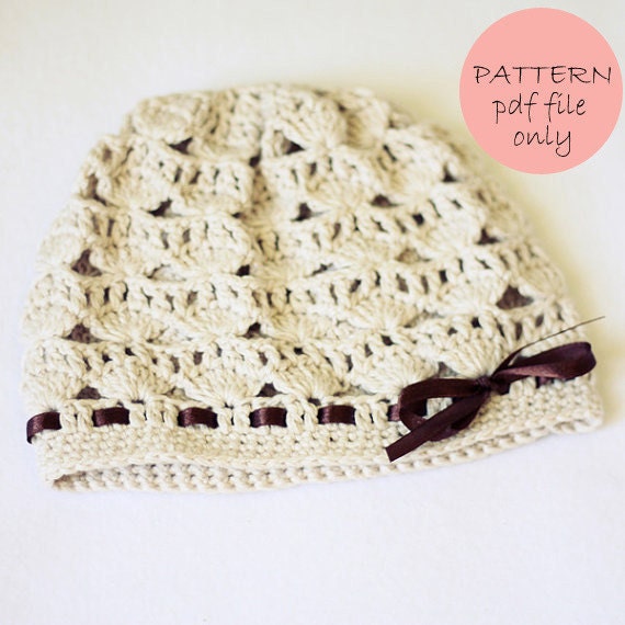 Instant download - Crochet PATTERN (pdf file) - Shell Motif Hat (baby to adult)