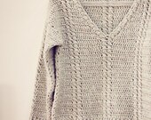 Instant download - Crochet PATTERN (pdf file) - Cable V-neck Sweater