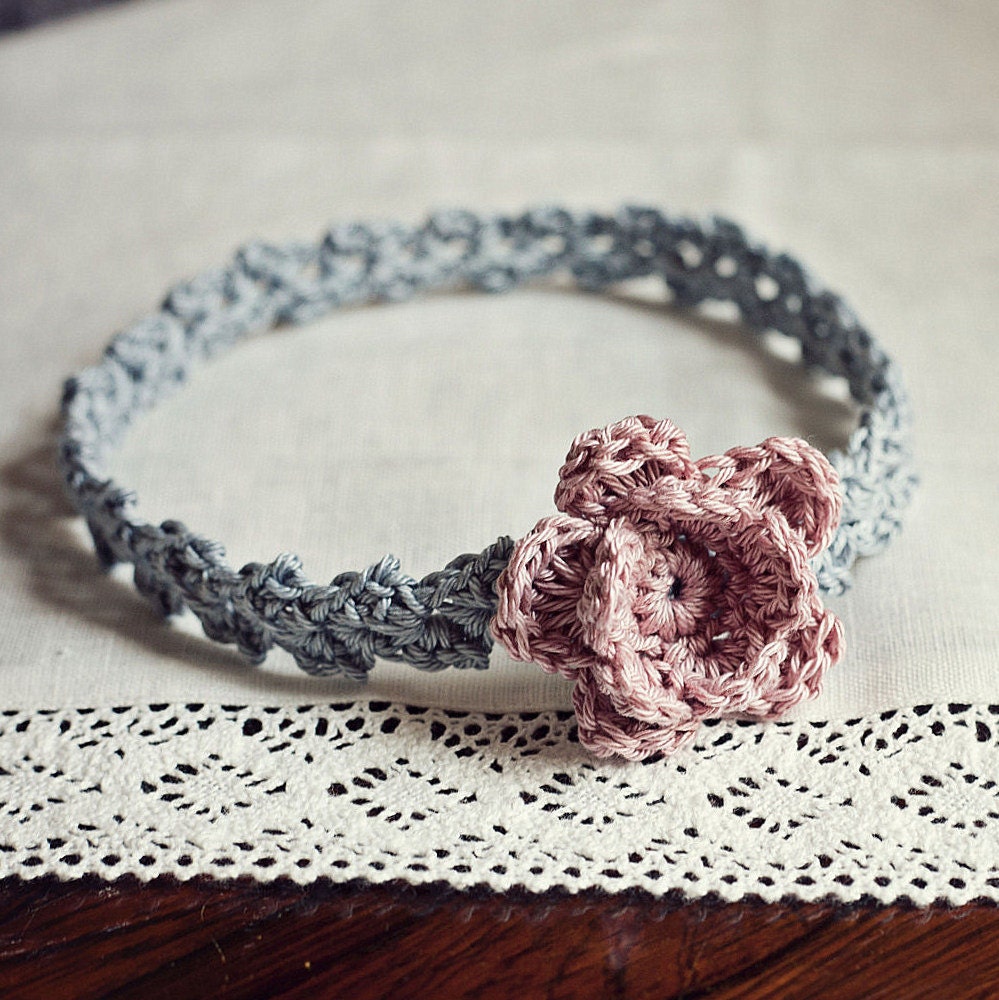 Instand download - Crochet PATTERN (pdf file) - Old Rose Headband (sizes - baby to adult)