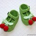 Instant download - SALE - Crochet PATTERN for baby booties (pdf file) - T-strap Cherry Baby Booties