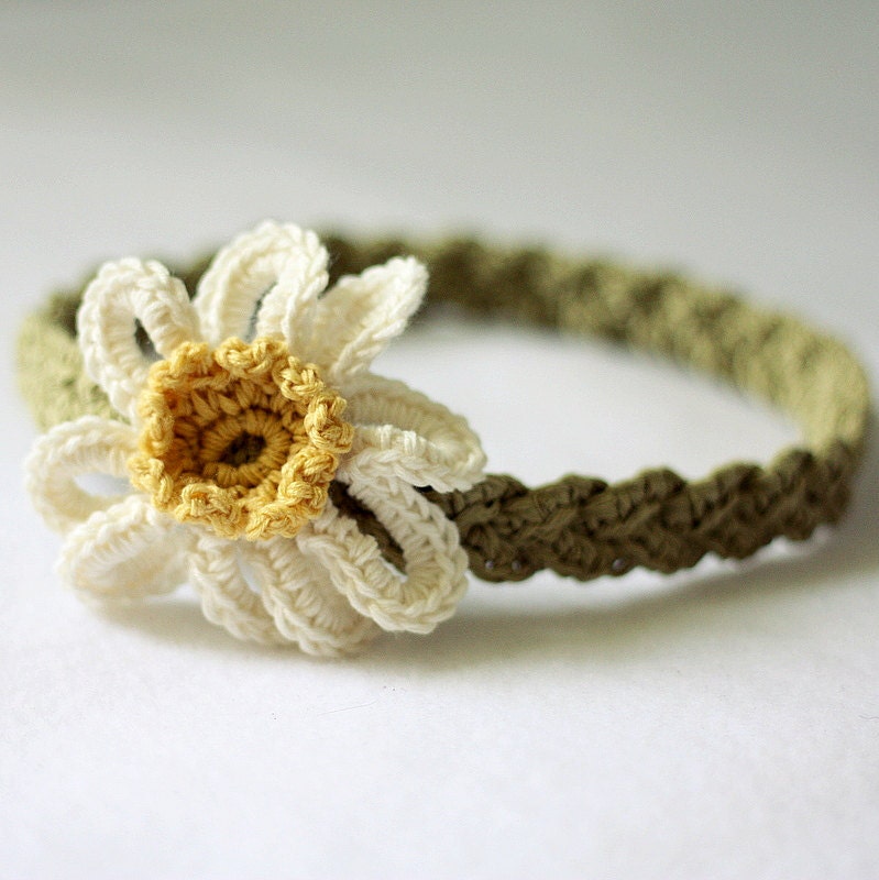 Instant downlaod - Crochet PATTERN (pdf file) - Daisy Braided Headband (sizes - baby to adult)