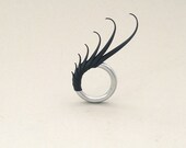 Black 7 Spike Plume Ring - made to order