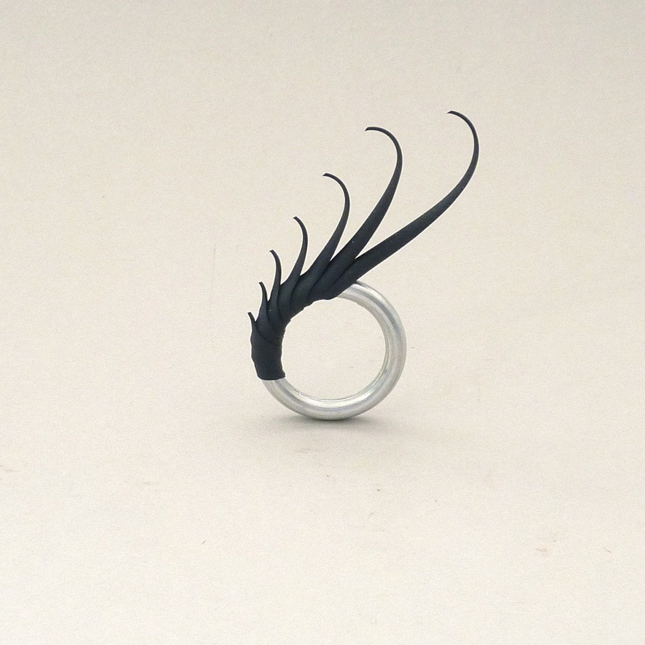 Black 7 Spike Plume Ring - made to order