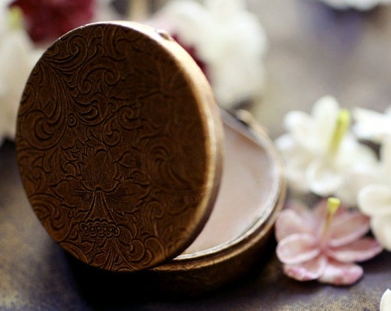 Sexy and Exotic Cimbalom Solid Natural Perfume made with hypnotic Jasmine sambac flower in an Antique Finish Engraved Compact