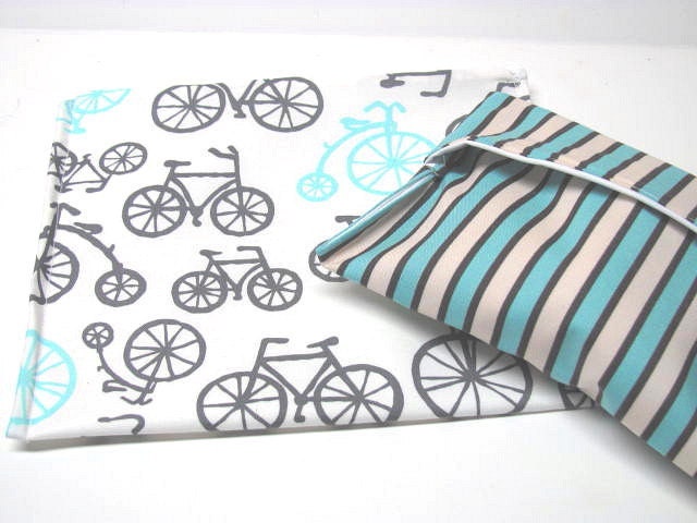 Sandwich Bag and Snack Bag Set ReUsable Eco Friendly Lunch Kit Bikes