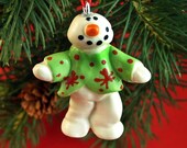 Little Snow Man in Jacket Hanging Ornament