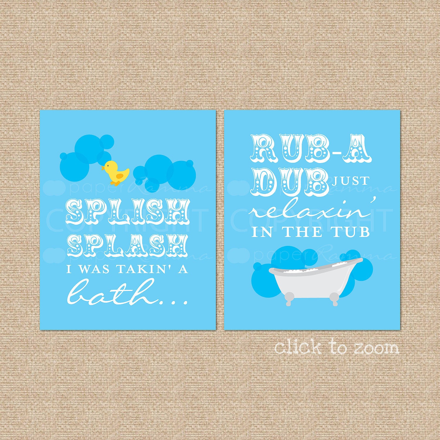 Splish, Splash - 8x10 - Archival Giclee Art Prints for the bath - Custom Match colors to your room