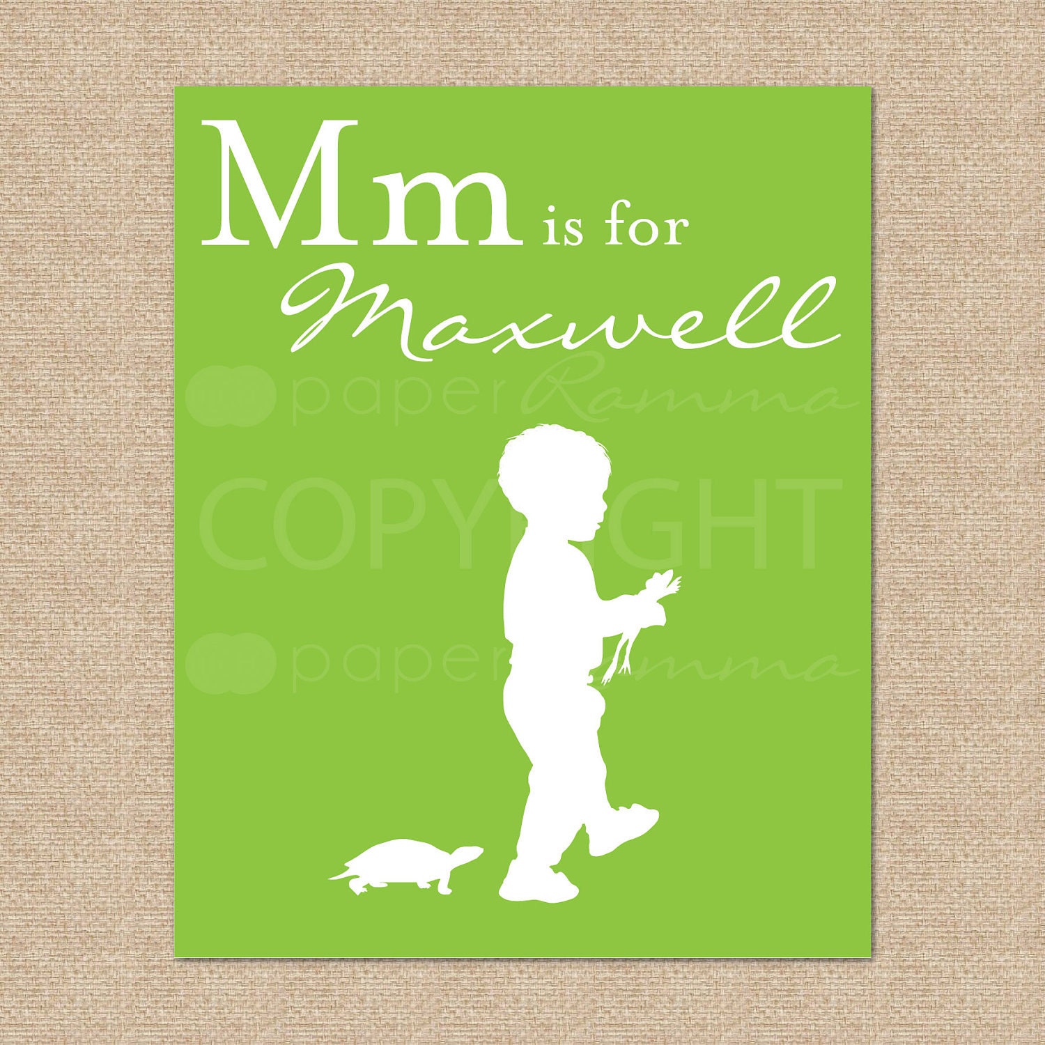 Personalized Alphabet Silhouette // Giclée Art Print , 8 x 10