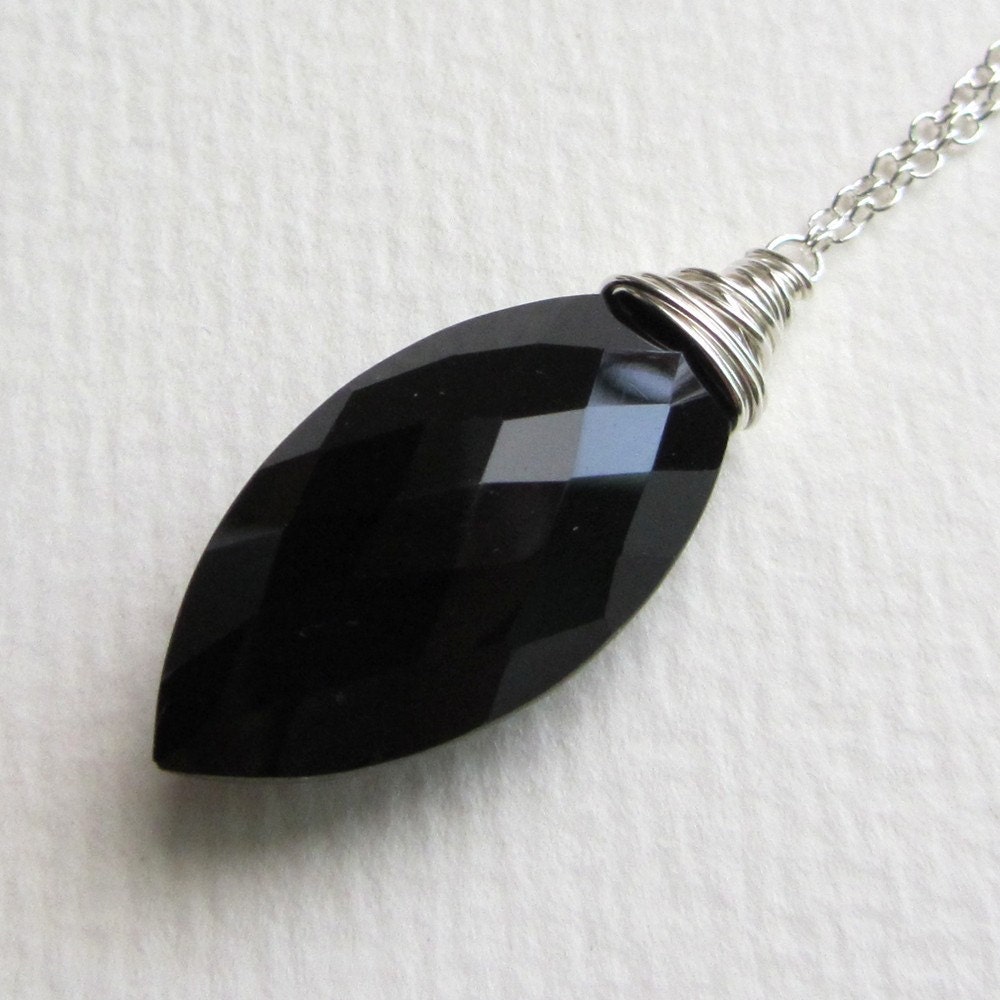 Black Garnet Marquise Cut Necklace