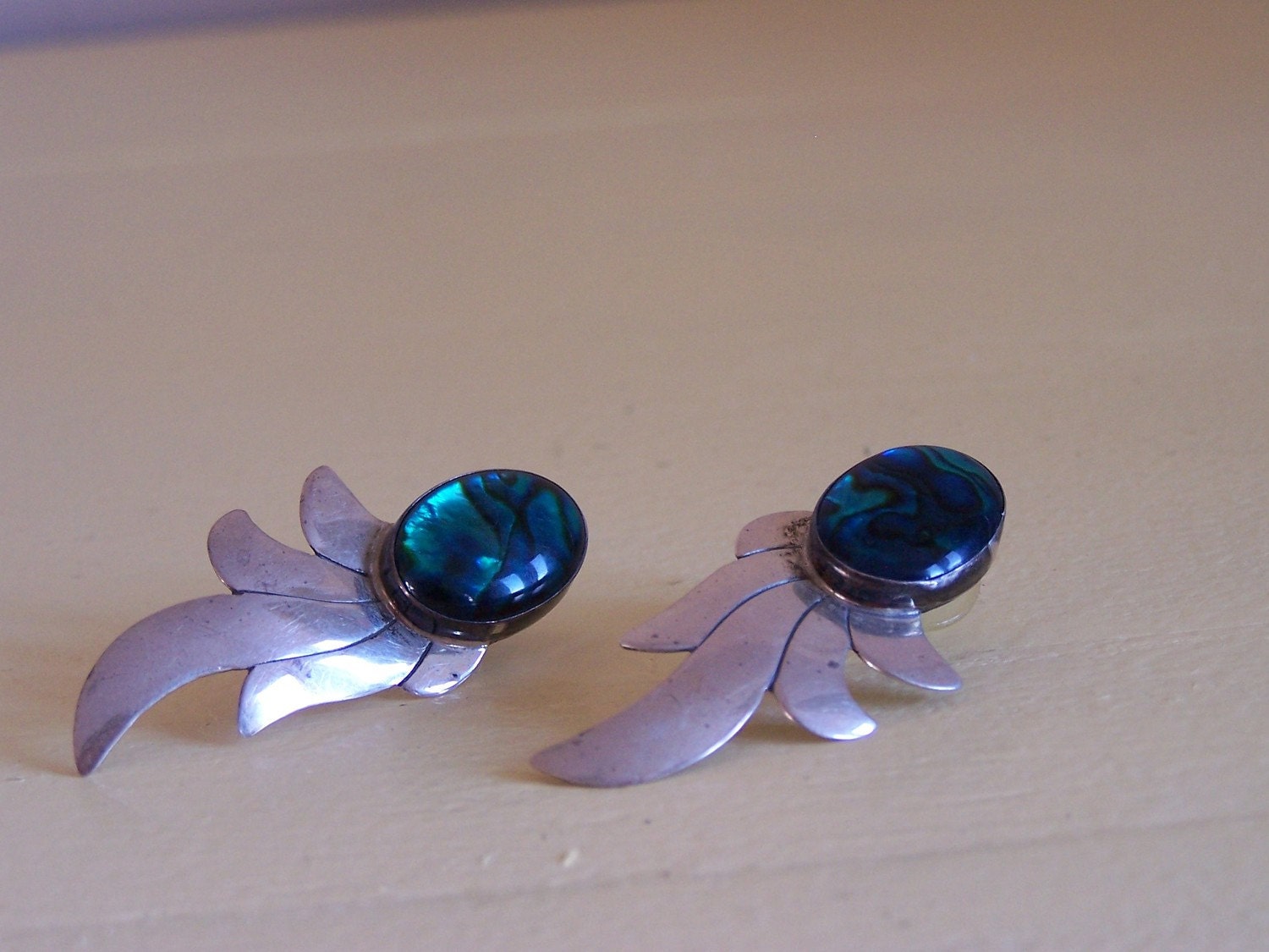 Silver and Shell Earrings  Sterling  Signed LEX 87 PRICE REDUCED