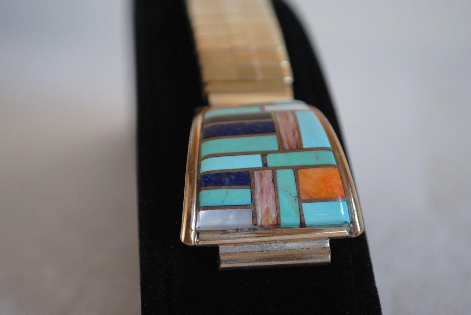 Gold over Silver Inlaid Watchband Vintage