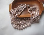 Handmade Wedding,Chunky Layered Necklace.Glass powder pink Pearls and Rhinestone statement Necklace.New,brides,bridesmaids,