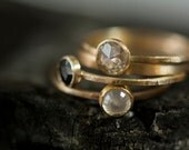 Engagement Ring Rose Cut 5mm Moissanite in Recycled 14k Yellow Gold Eco Friendly Metal