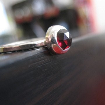 Red Rose Cut Garnet Ring
