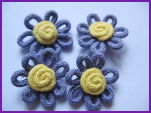 20 pcs Cotton Rope Flower Appliques Purple - Craft/Dolls hair accessory  diy