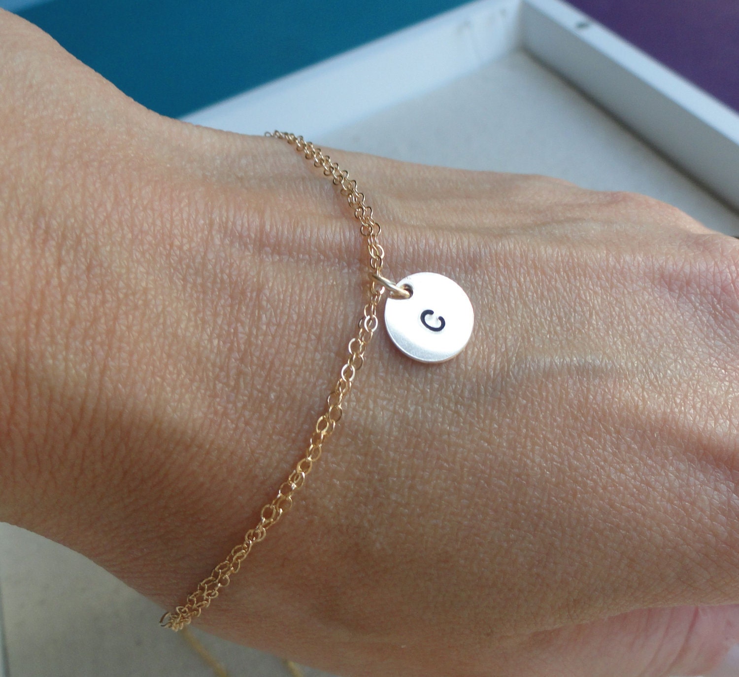 Simple Gold Bracelet, Initial Charm Bracelet, personalized Bridesmaid Gifts, bridesmaids Bracelets, ADJUSTABLE bracelet