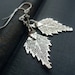 Silver leaf earrings, Real Leaf Earrings, silver birch leaf earrings, real leaf jewelry, silver dipped leaves