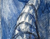 The Chrysler Building II - New York City art - Original illustration.Painting. Monotype.Blue,White,Black.