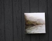 Landscape Photography, Art, Limited Edition Encaustic Photograph Mounted on Panel, 6", Mist Fog