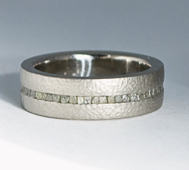 Raw Diamond Wedding Band for Him or Her