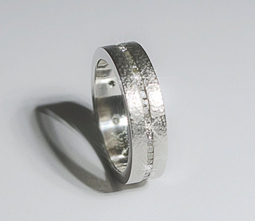 Raw Diamond wedding ring  with polished diamonds inserted for brilliance -  Secret Fire