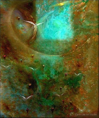 Modern fine art limited edition canvas print COSMIC ANGEL abstract contemporary art painting leearte - Carol Lee Art Studio