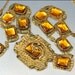 Art Deco Necklace Dragon Amber Glass Hammered Brass Gold Vintage 1920s Jewelry