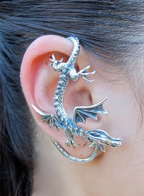 Silver Dragon Sentry Ear Wrap