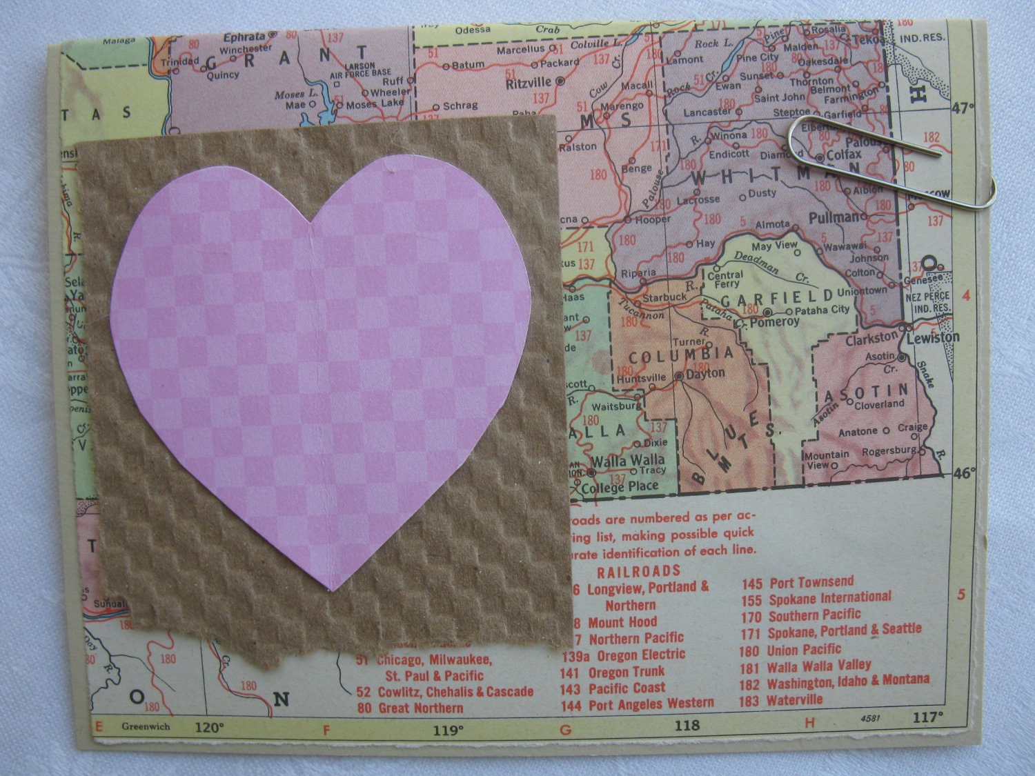 I Love Spokane Washington Handmade Valentine Card