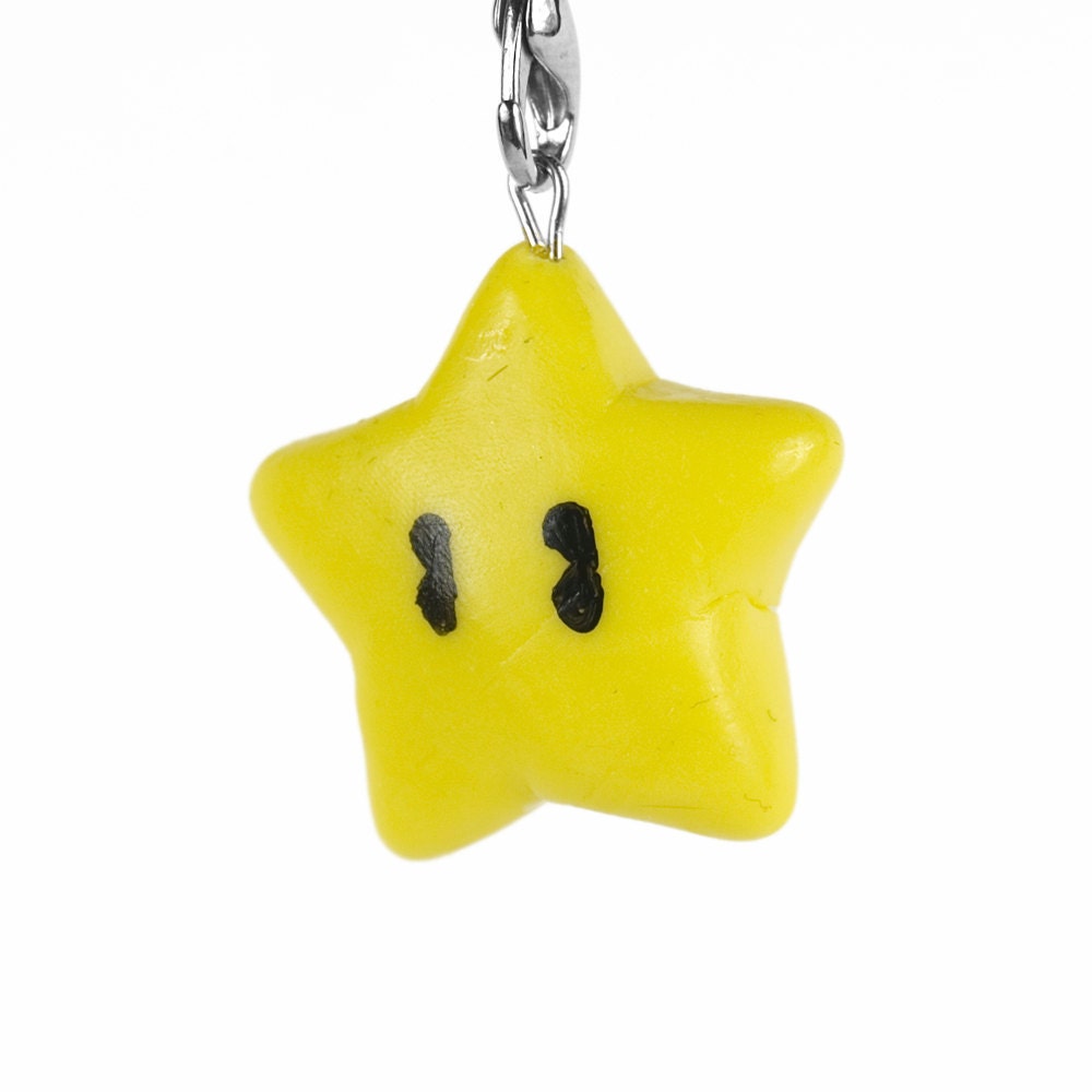 Yellow Star Polymer Clay Lanyard Charm