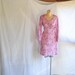 Vintage Dress Pink Floral Mini Dress Flowers Flirty Dress V Neck Home Sewn