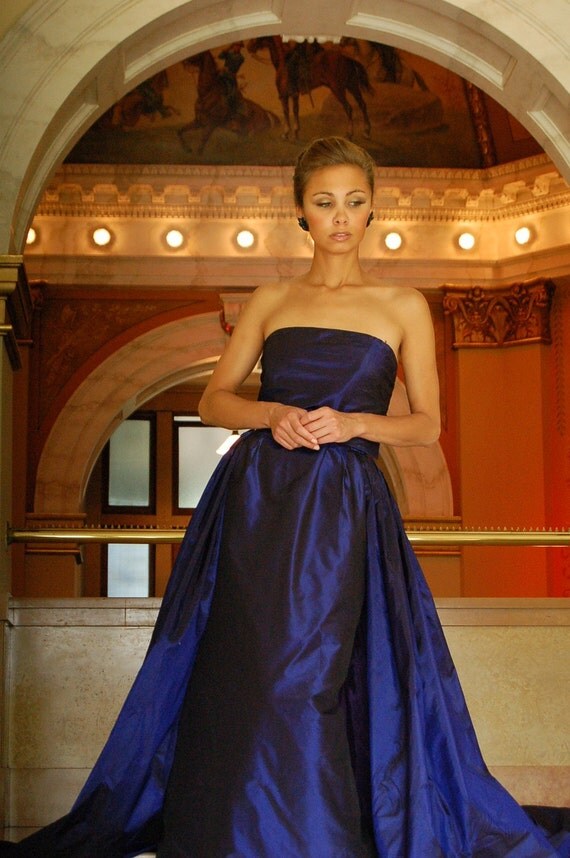 Vintage 1980s Dress wiggle french silk taffeta 40s Givenchy inspired designer