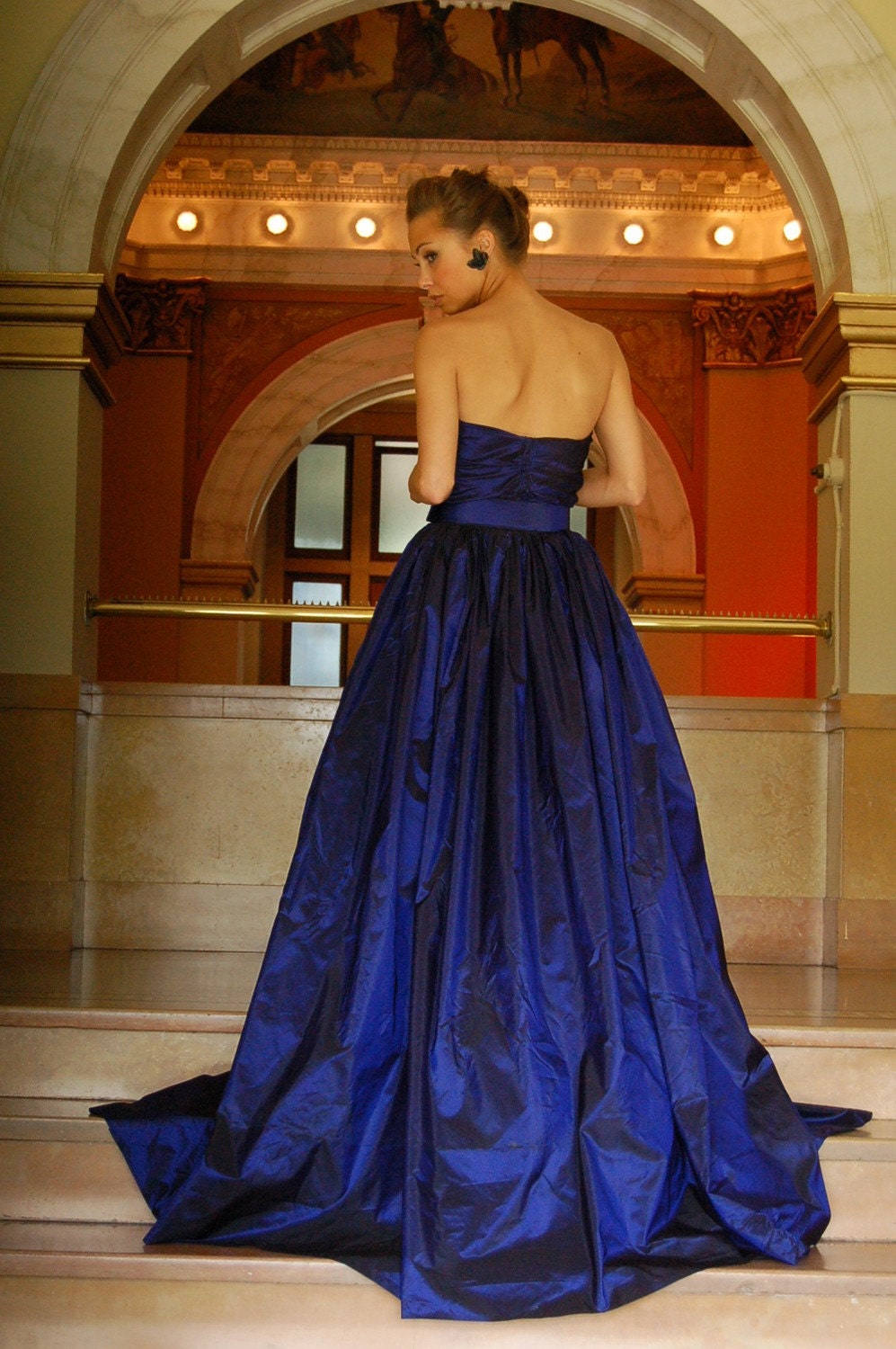 Vintage 1980s Dress wiggle french silk taffeta 40s Givenchy inspired designer