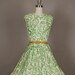 vintage 1950s dress full skirt floral pleated designer evelyn bader lime green