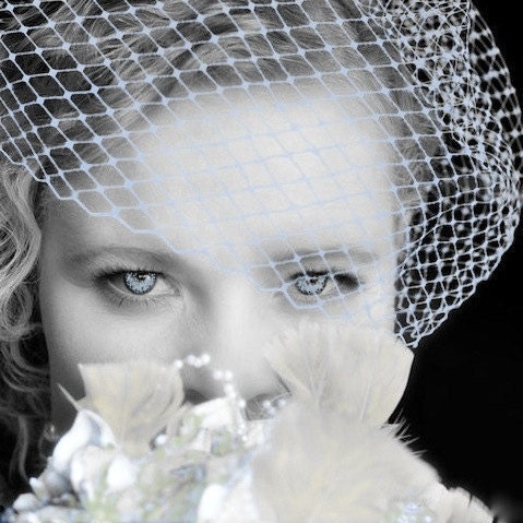 Blue, Wedding, Bridal, Bird Cage, Veil, 9" Inch, Retro, Silver Plated Comb, Lavender, Ivory, White, Custom, Ifanhour
