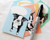 Convo Boston Terrier Flat Notecards - Eco-friendly Set of 5 - Jumbo Size