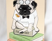 Nerdy Pug - 5x7 Eco-friendly Print
