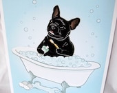 Bathtime French Bulldog - Eco-Friendly 8x10 Print
