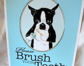 Brush Your Teeth Boston Terrier - 8x10 Eco-friendly Print