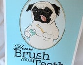 Brush Your Teeth Fawn Pug - 8x10 Eco-friendly Print