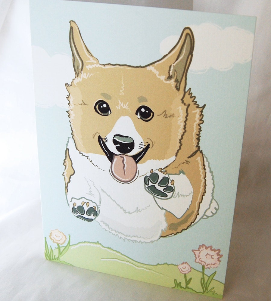 Flying Corgi Greeting Card