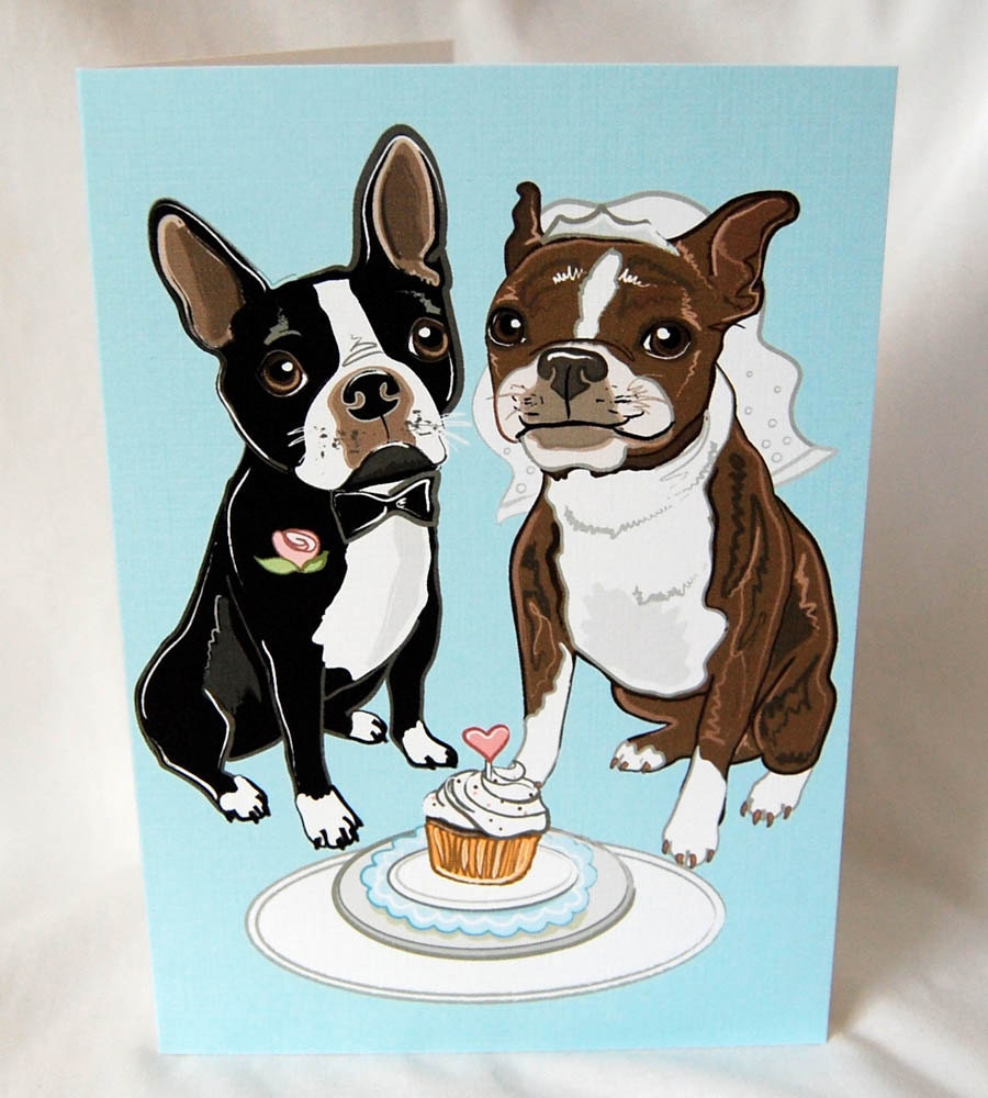 Wedding Boston Terriers - Greeting Card