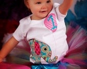 Elephant Birthday Shirt in Anthology Fabric--available in short or long sleeves, tank and bodysuit styles